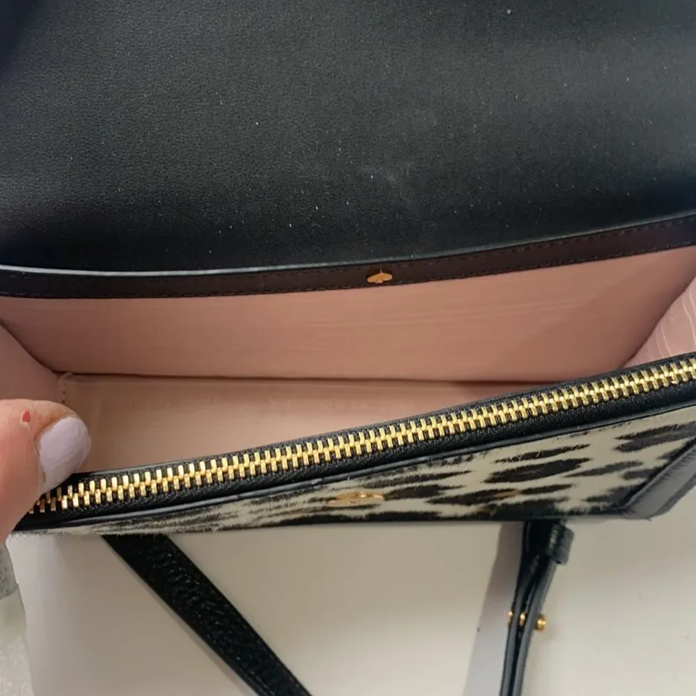 Kate Spade Knott calf hair and pebbled leather flap crossbody NWT